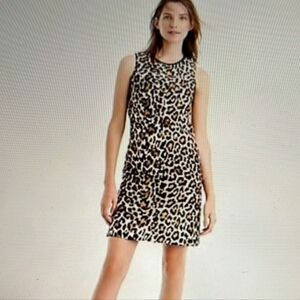 J. Crew Sleeveless Leopard Print Shift Dress - Tan/Black SIZE 12